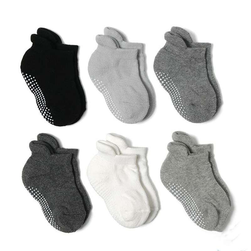 6 Paare/los Winter Baumwolle Socken Anti-Unterhose nicht Schleudern Knöchel Socken Baby Kleinkind freundlicher Jungen Mädchen 0-7Jahre: Greymix / M 1 zu 3 Jahre