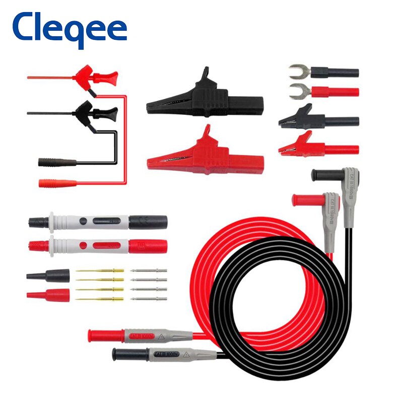 Cleqee  p1300 serie multimeter testledninger sæt 4mm bananstik kabler krokodille test krog clip probes spade stik bilværktøj: P1300d