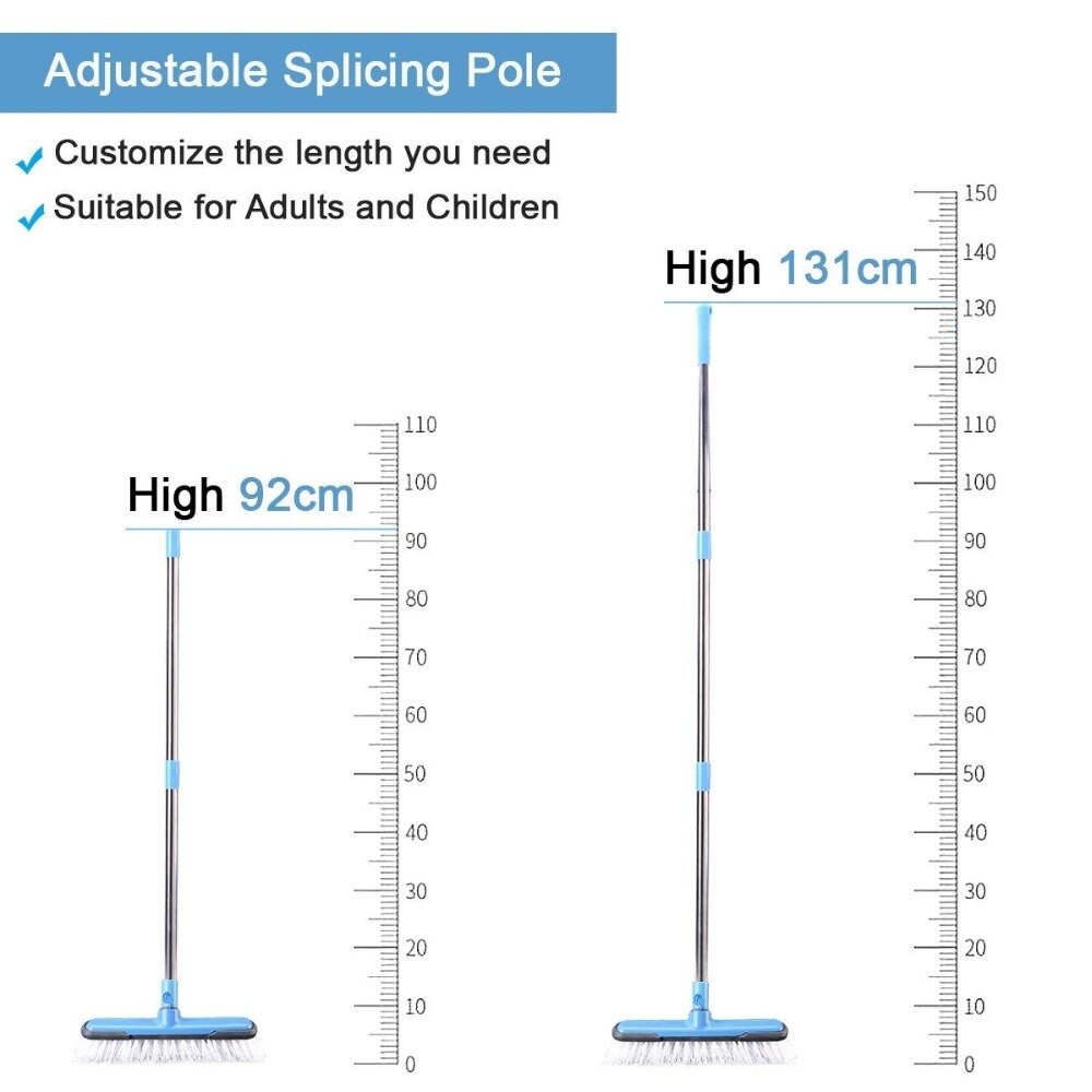 Floor Scrub Brush with Adjustable Long Handle Stiff Bristle Grout Brush Scrubber for Cleaning Bathroom, Kitchen, Wall,Tub & Tile