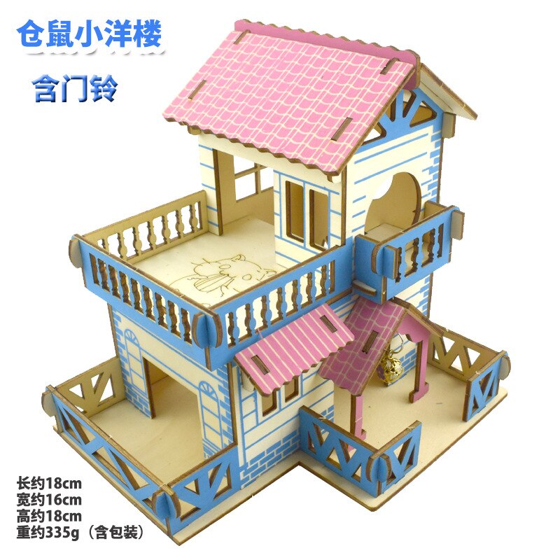 Hamster Hideout Houten Hut Kleine Dieren Dubbellaags Villa Rat Kamer Huis Kooi Oefening Speelgoed Met Ladder Board: A