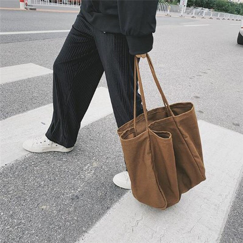 Kvinner stor lerret handlekurv gjenbrukbar myld ekstra stor tote dagligvarepose eco miljø shopper skuldervesker til ung jente