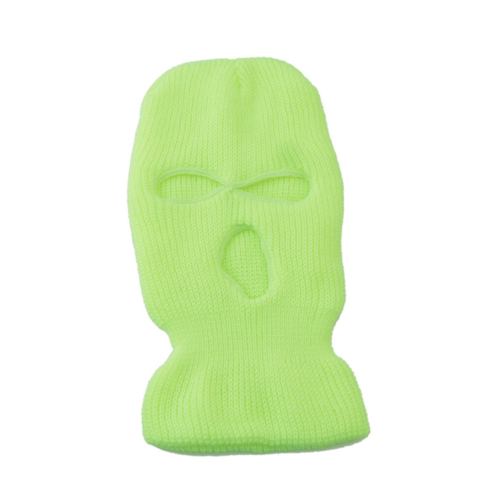 Novel Ski Mask Knitted Face Cover Winter Full Face Mask for Winter Outdoor Sports Winter Three 3 Hole Balaclava Knit Hat: Fluorescent yellow