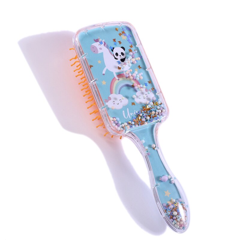 Brosse à cheveux licorne arc-en-ciel, masseur de tête Portable pour enfants, peigne pour bébé, brosse de bain pour cheveux, soins pour bébé fille: C