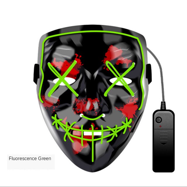 Masque brillant barre de bal Halloween fête EVA masque fente bouche danse étape lumière froide masque drôle masque la nuit: Fluorescent green
