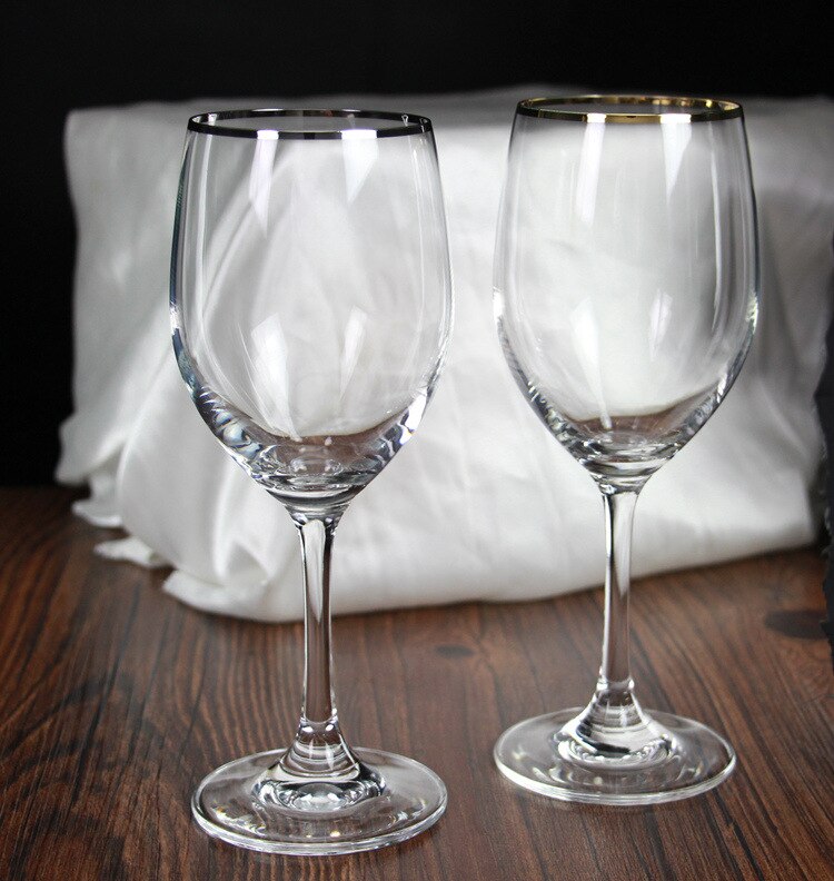 home decoration gold rim red wine glass classic transparent red wine glass crystal glass rim thickening 350ml