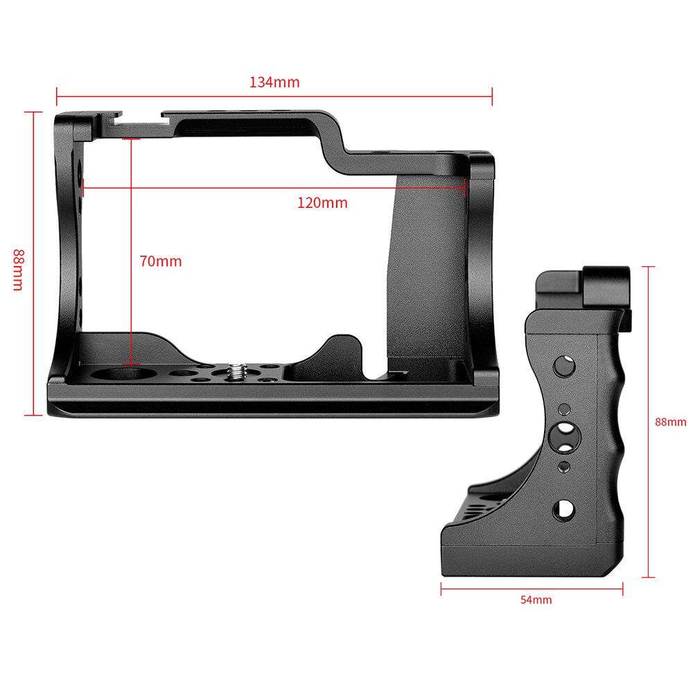 Andoer Camera Cage Aluminium Met 1/4 + 3/8 Inch Schroef Koude Schoen Mount Compatibel Met Canon Eos M50 Dslr camera