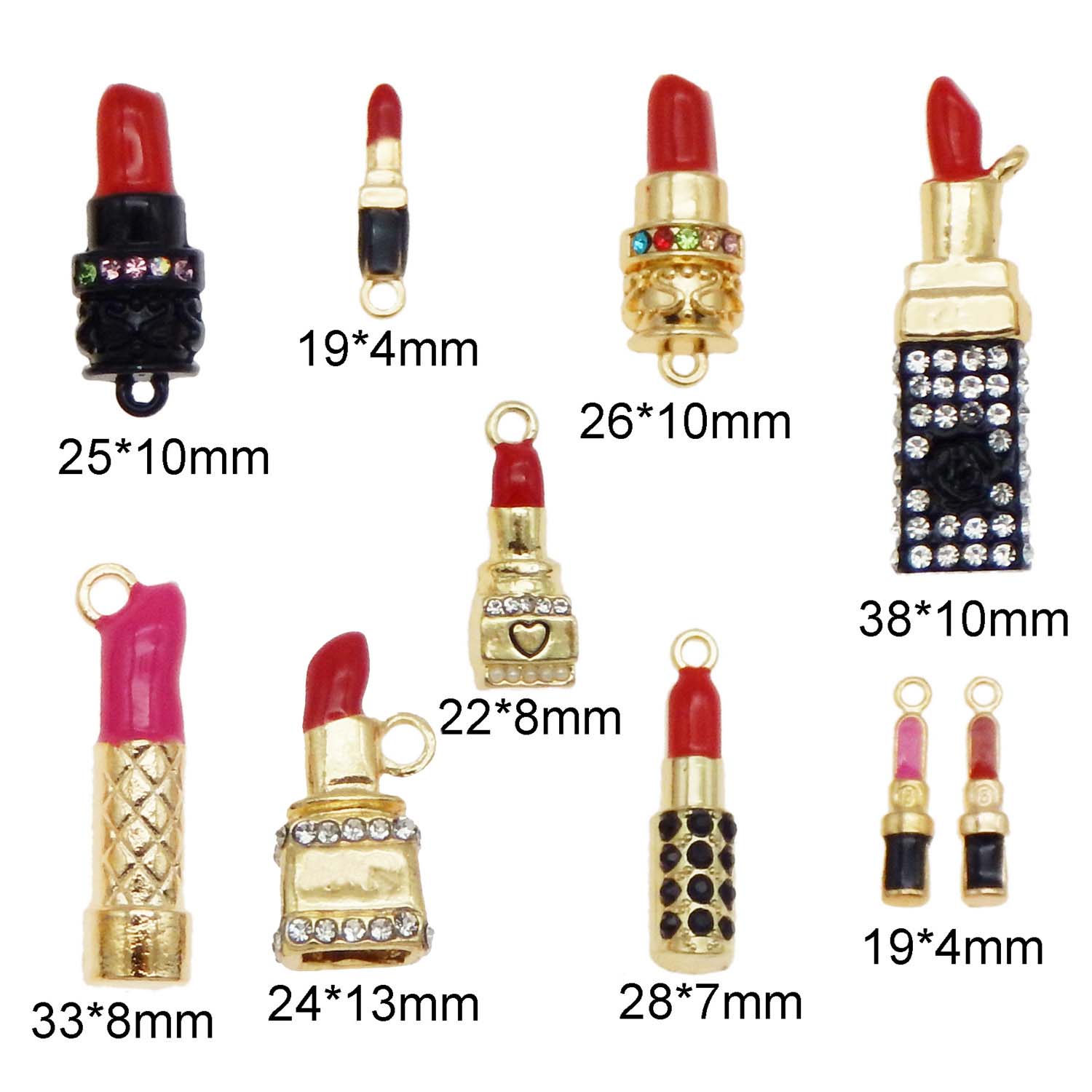 GraceAngie 10 stücke Legierung Emaille Lippenstift Charme Anhänger Mit Strass mischen bilden Für Frauen Halskette Armbinde, sterben Entdeckungen