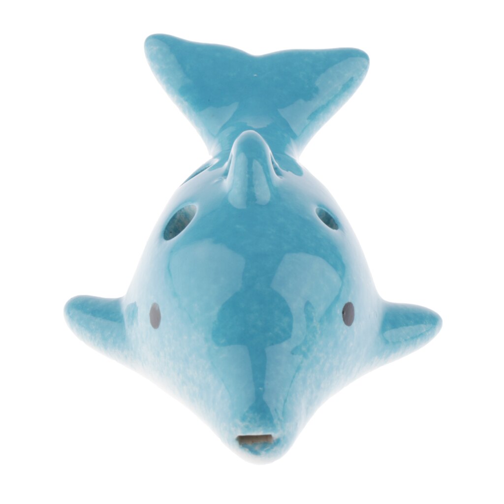 Juego de 6 agujeros con forma de delfín para niños, Musical artesanal, Alto Ocarina, para principiantes: Light Blue