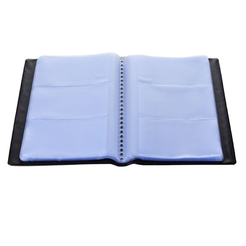 gr si Leather Business Card Book Large-Volume Business Card Holder Portable Business Black