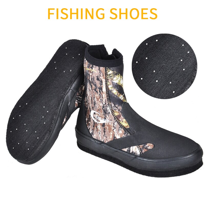 5MM Neopren Tauchen Stiefel Tragen-beständig stromaufwärts Schuhe nicht-Unterhose Angeln Schuhe Tarnung warm Halten Wasser Sport schuhe: Angeln Schuhe / 7