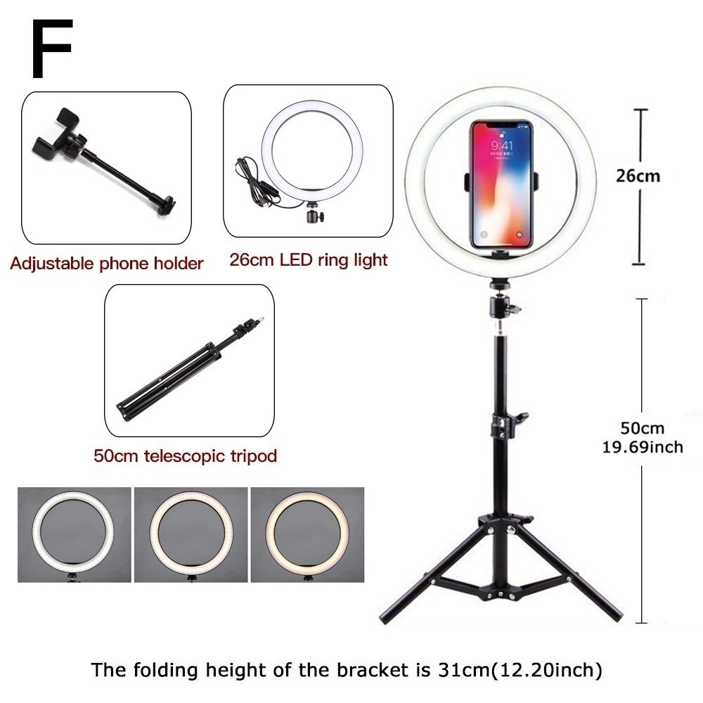 Anello di Luce Ha Condotto Le Luci 16/26 centimetri Anello di Luce con 50/160 centimetri Treppiede Luce Anello di Luce A Led con il Basamento Fotografia Selfie Anello di Luci: Size F