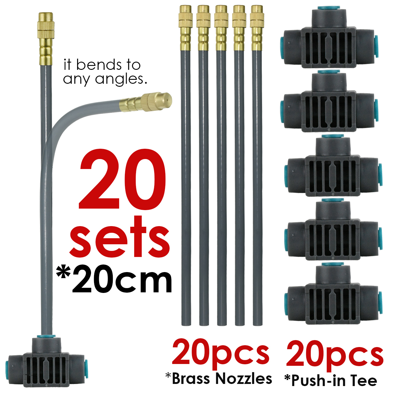 5M-30M 360° Bendable Mist Brass Cooling Sprinkler Self-priming Pump Watering System Quick Push-in Connector Drip Irrigation Kits: Pink