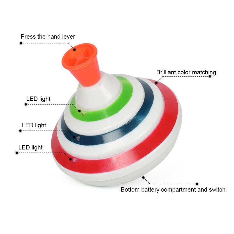 Giroscopio rotatorio clásico para niños, juguete Push-type, luz de Flash musical, giroscopio para niños YH-17