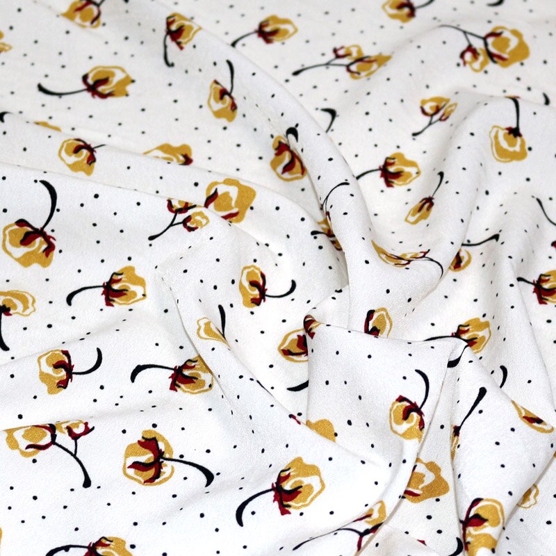 Chiffon Fabric By The Meter Floral Printed Micro Elastic Opaque Dress Skirt Flowers Summer Fabrics Breathable for Sewing Brocade: crepe magnolia