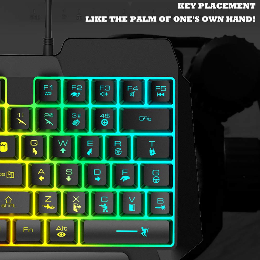 Keyboard Mouse Combos Ergonomic Multicolor Backlight One-Handed Game Keyboard Mouse Set For Home Gamer Gaming Kit