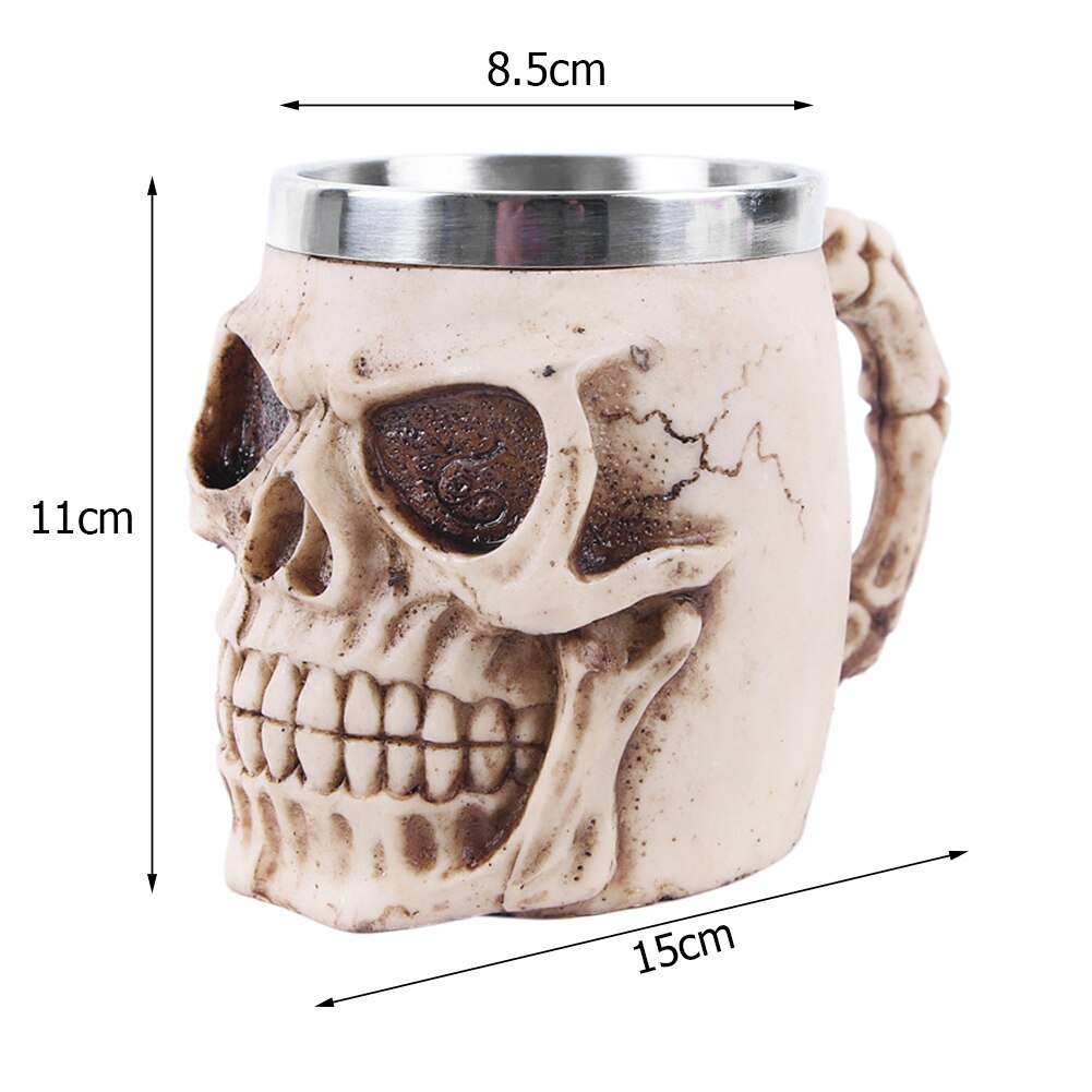 Viking Wood style Beer Mug Double Wall Insulated Beer Cup Wine Tumbler Tea Milk Coffee Cup Bar Drinking Christmas: L