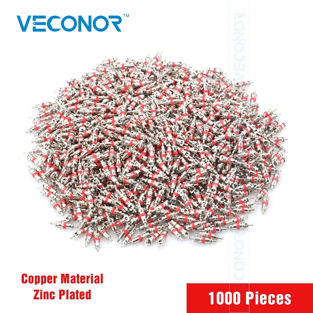 Veocnor 1000 stks/zak tire ventiel core voor auto truck en motorfiets koper materiaal verzinkt