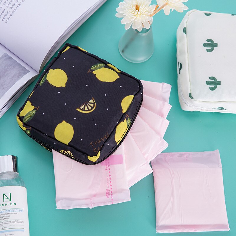 Large Capacity Bags Sanitary Cotton Pad Tampon Purse Holder Portable Fabric Case Organizer Pouch Towel Napkin Aunt Storage Bag