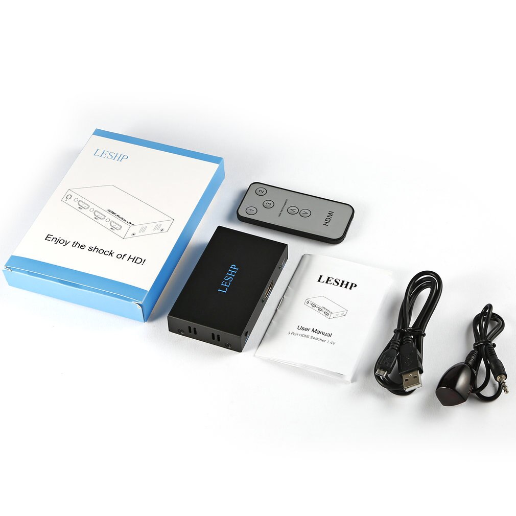 Leshp Black Portable Plug And Play Low Power Consumption 4K Switcher 1 In 2 Out Two Port 1.4V Splitter Box Hub: Default Title