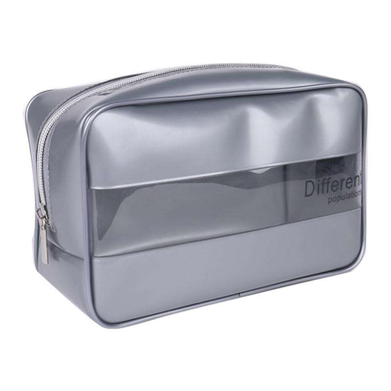 Waterproof Portable Makeup Bag Beautician Cosmetic Bag Beauty Case Toiletry Bag Travel Pouch Wash Bags Toothbrush Women Leather: white