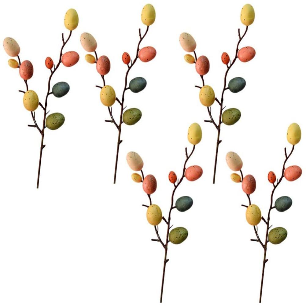 5pcs Easter Egg Branches Colourful Foam Flowers Easter Eggs Flower Stake Flower Bouquet Diy Home Decoration: Default Title