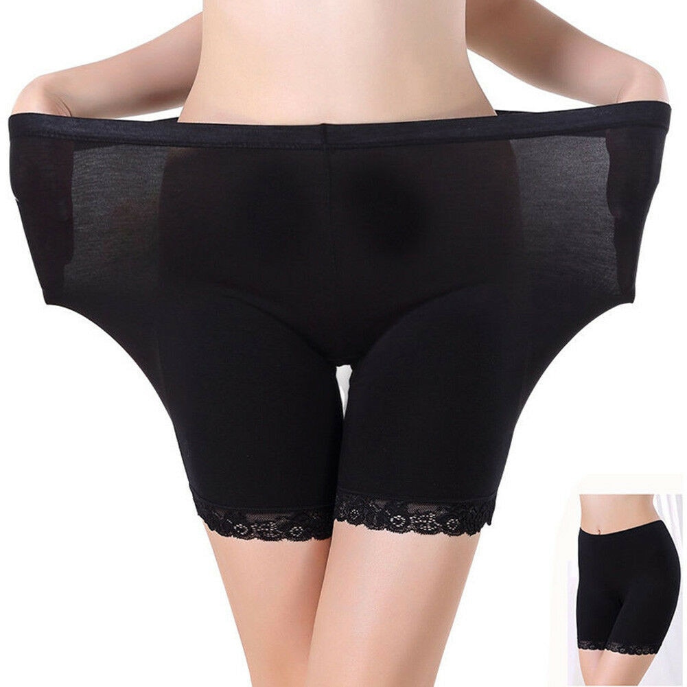 Women's Lace Chiffon Safe Underwear Solid Hollow Flesh Basic Pants All-match Solid Seamless Breathable Ladies Safety Short Pants