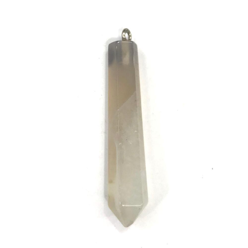 Colgante de Piedra de cono Hexagonal de ágatas grises de malaquita Natural, para hacer joyería artesanal, collar de tamaño 10x50mm: Grey Agate