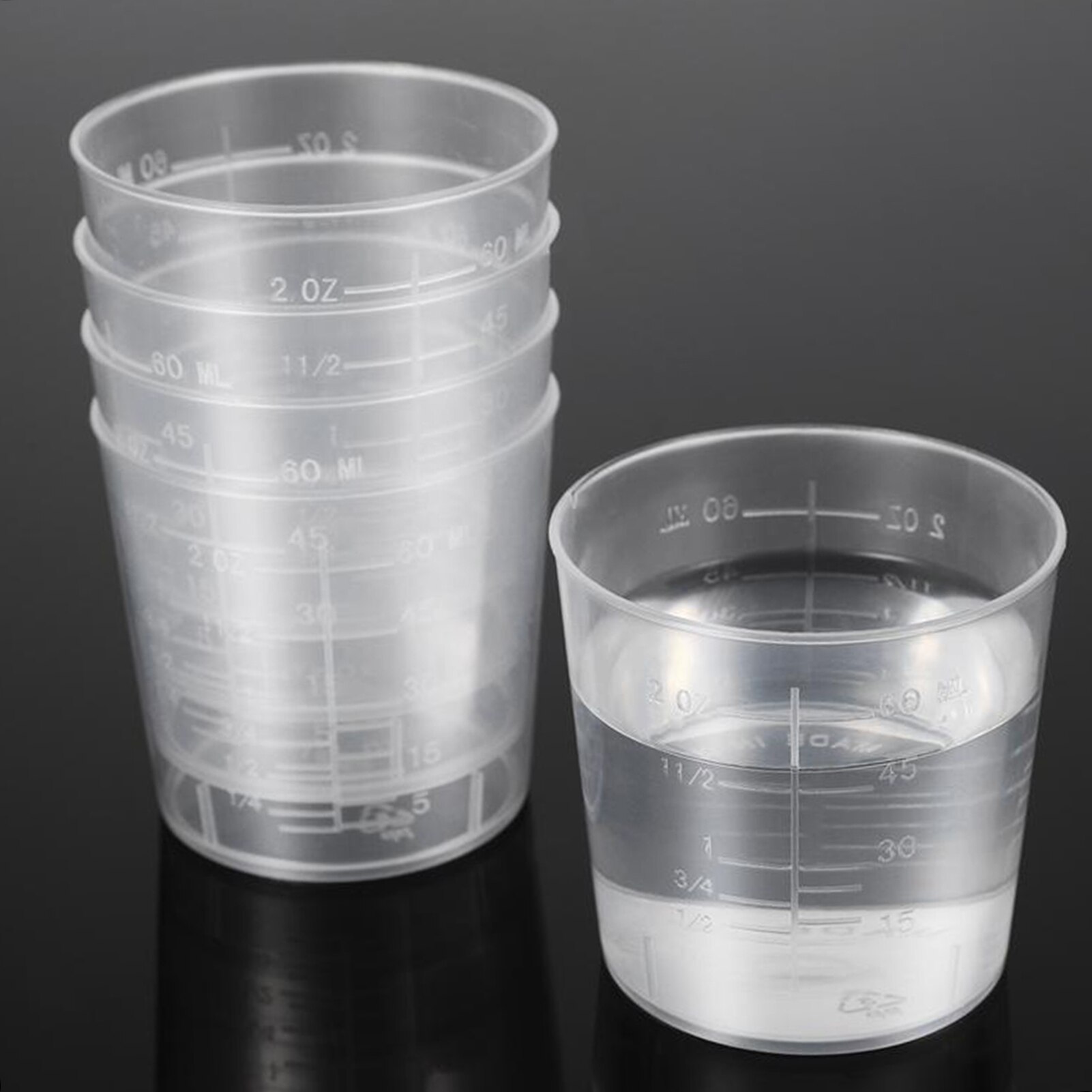 20 pçs 60ml plástico graduado copo de medição clara escala mostrar caneca transparente cozinha cozinhar laboratório graduado copo