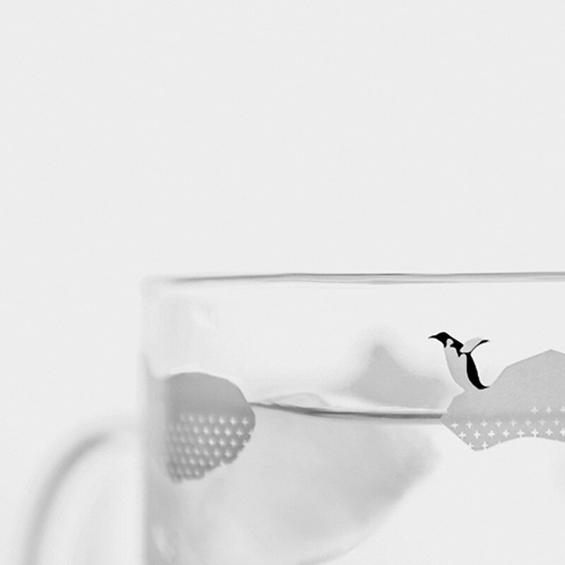 350ml 500ml Kreative Einfache Wasser Tasse Polar- Stil Handgemachte Glas Nette Eisbär Pinguin Becher Kaffee Tasse Kaltes und wärme beständig