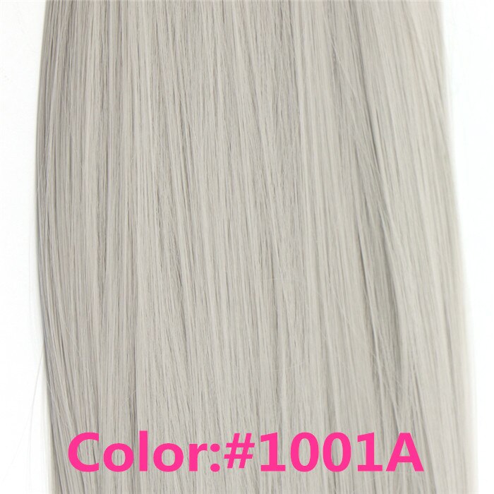 Feibin clip in hair extensions syntetisk hår 22 tommer 55cm langt lige hårstykke varmebestandigt  c46: 1001#
