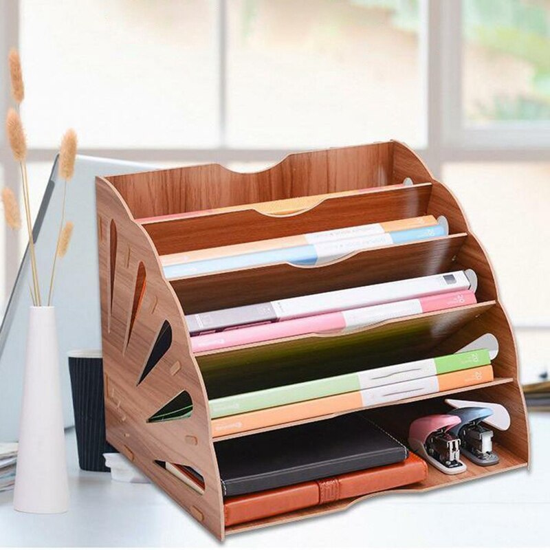 Wooden Fan-Shaped File Sorter for Office Desktop azine File Manager