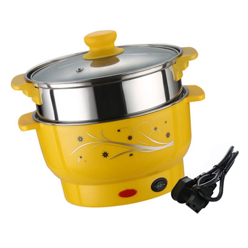 Cooking Pot Steel Ironing Electric Pot Multifunctional Steam Pot Double Layers Stockpot Steamer Cooking Boiler for Home Kitchen: 24CM US Plug