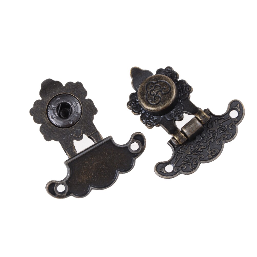 4Pc Antieke Bronzen Hasp Klink Sieraden Houten Doos Lock Mini Kast Gesp Case Sloten Decoratieve Handvat Hardware