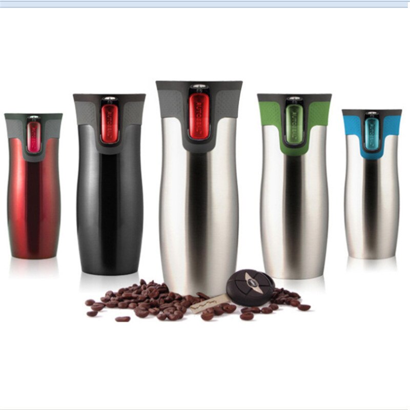 Taza de Viaje de acero inoxidable taza térmica hermética vaso taza de café con fácil de limpiar tapa Premium de café reutilizable taza 450ml