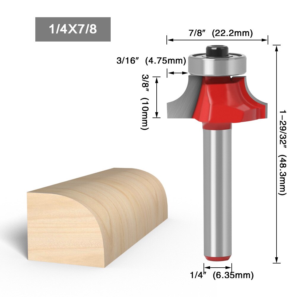 1/4 6mm Shank Corner Round Over Router Bit with BearingMilling Cutter for Wood Woodwork Tungsten Carbide Milling Cutter: 03