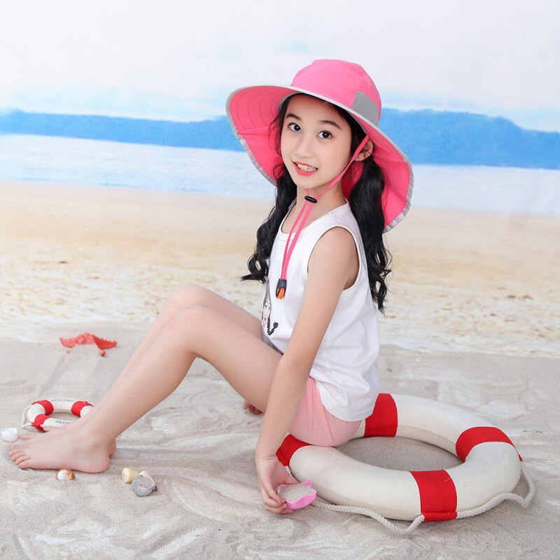 Wide Brim Children Beach Hat Sun Kids Bucket Cap Summer Girls Boys Travel Outdoor Cute Casual Sun Children Hats