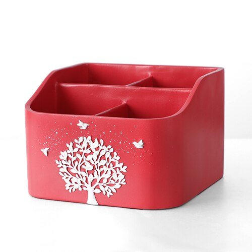 Domu biura na biurko wielu funkcjonalne przechowywanie pudełko monitor pilotem stoisko Organizer na biurko stół biurowy akcesoria organizacja domu robić przechowywania: 4 Cells czerwony