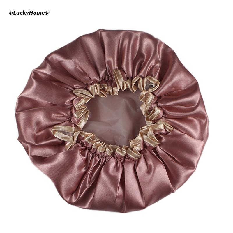 Bonnet de bain épais Double couche, imperméable, pour femmes, accessoires de salle de bain, pour voyage, Spa, hôtel, maison: Bean Paste Powder