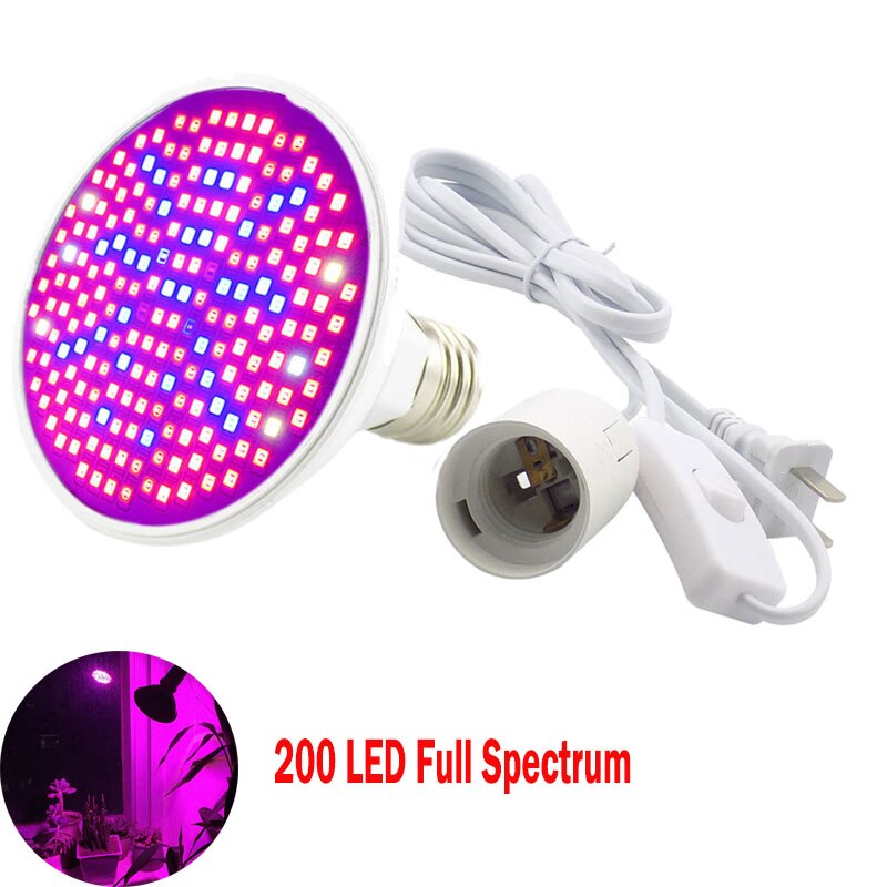 Led Plant Licht Groeien Groeiende Tent Box Volledige Spectrum Bloem 200 Uv Ir Kamer E27 Lamp Clip Lamp Dual Voor indoor Growbox Hydro