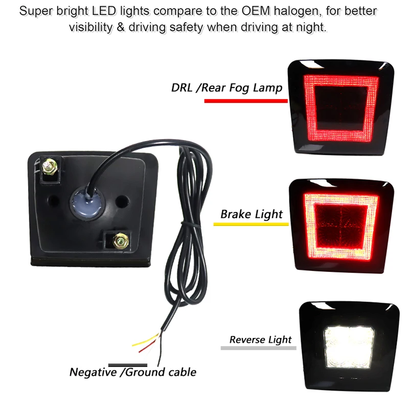 IJDM – ensemble de phares antibrouillard arrière de voiture, pour Nissan 370Z Juke NISMO, alimenté par LED rouge, comme frein/buée arrière et LED blanche comme recul