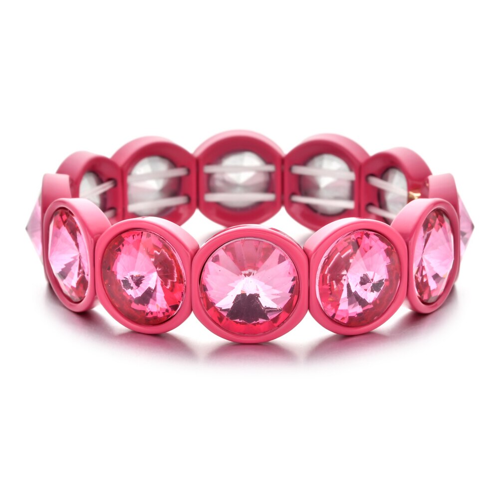 ZMZY, pulsera elástica de cristal grande bohemia Vintage hecha a mano, brazalete elástico esmaltado, pulsera de cuentas de azulejo de arcoíris para joyería de mujer