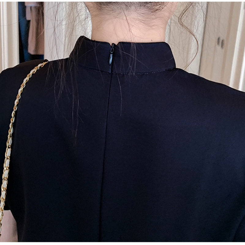 Plus Size M-4XL Black Casual Party Loose Modern Cheongsam Dress Women Short Sleeve Qipao Traditional Chinese Clothes