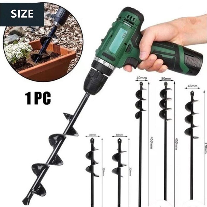 4 Maten Tuin Vijzel Boor Tool Spiraal Gat Digger Ground Boor Aarde Boor Voor Zaad Planten Tuinieren Hek Bloem planter