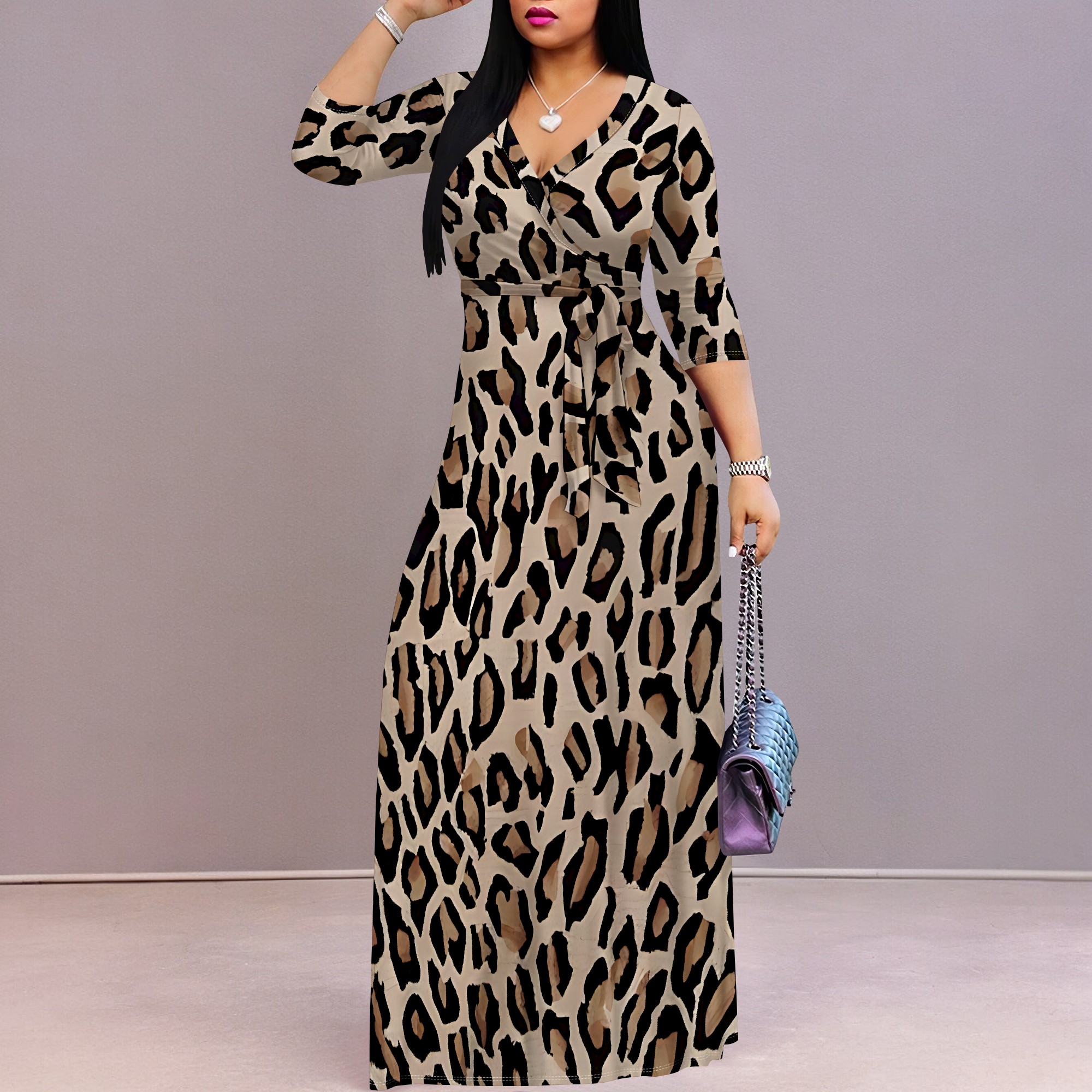 Summer Printed Short Sleeve Maxi Dress for Women Short Sleeve Long Dress Cocktail Party Loose Casual Dresses