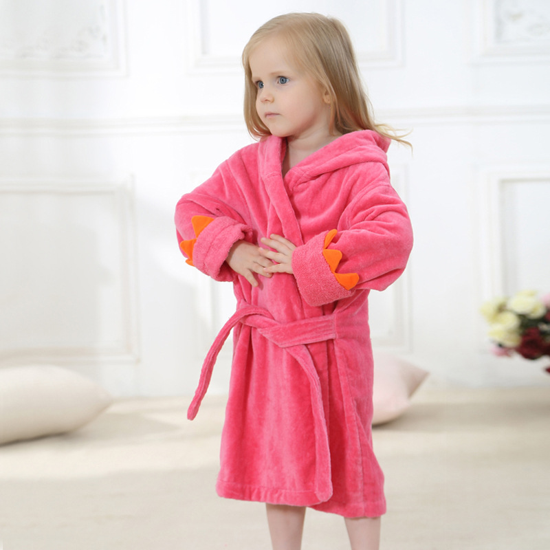 Mignon bébé peignoirs pour filles pyjamas enfants dinosaure à capuche serviette de plage garçons peignoir de bain pyjamas bébé vêtements de nuit enfants vêtements: Rose Red / 4T