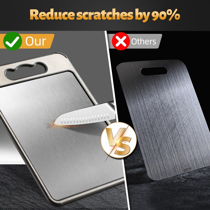 Titanium Cutting Board Double Sided for Kitchen, Stainless Steel Cutting Board, Stainless Steel Food Grade Cutting Board