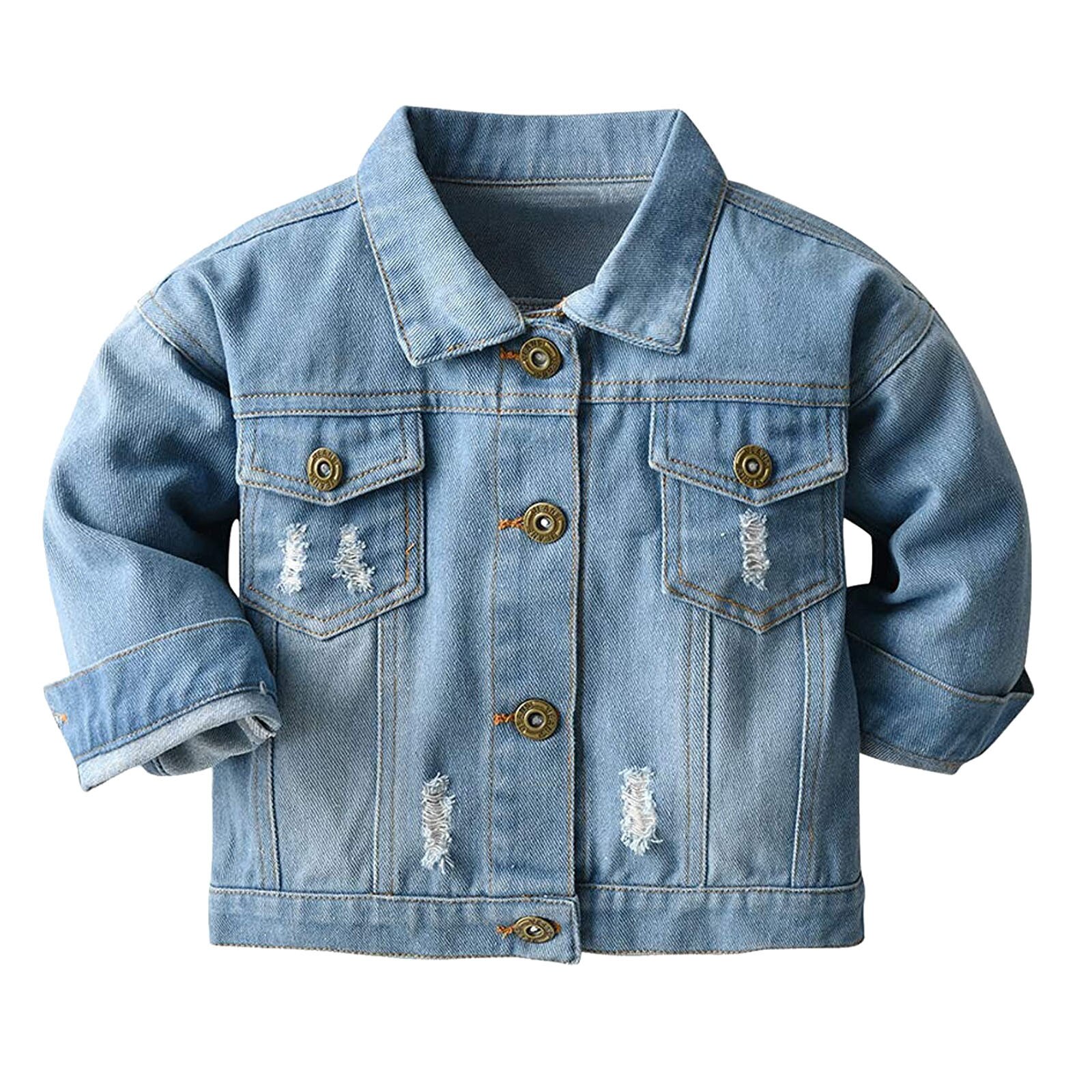 Criança do bebê meninos denim jaqueta crianças botão bolso para baixo jeans jaqueta casaco superior outerwear casacos para meninos roupas crianças jaqueta: 12-18 Months