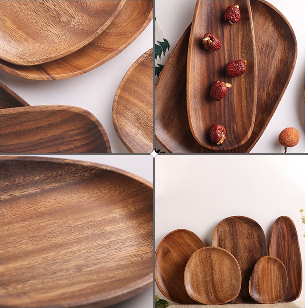 Bandeja de madera ovalada Irregular para fruta, bandeja de madera para Pan, bandeja de té, vajilla de Bandeja de postres, conjunto de accesorios para Cocina