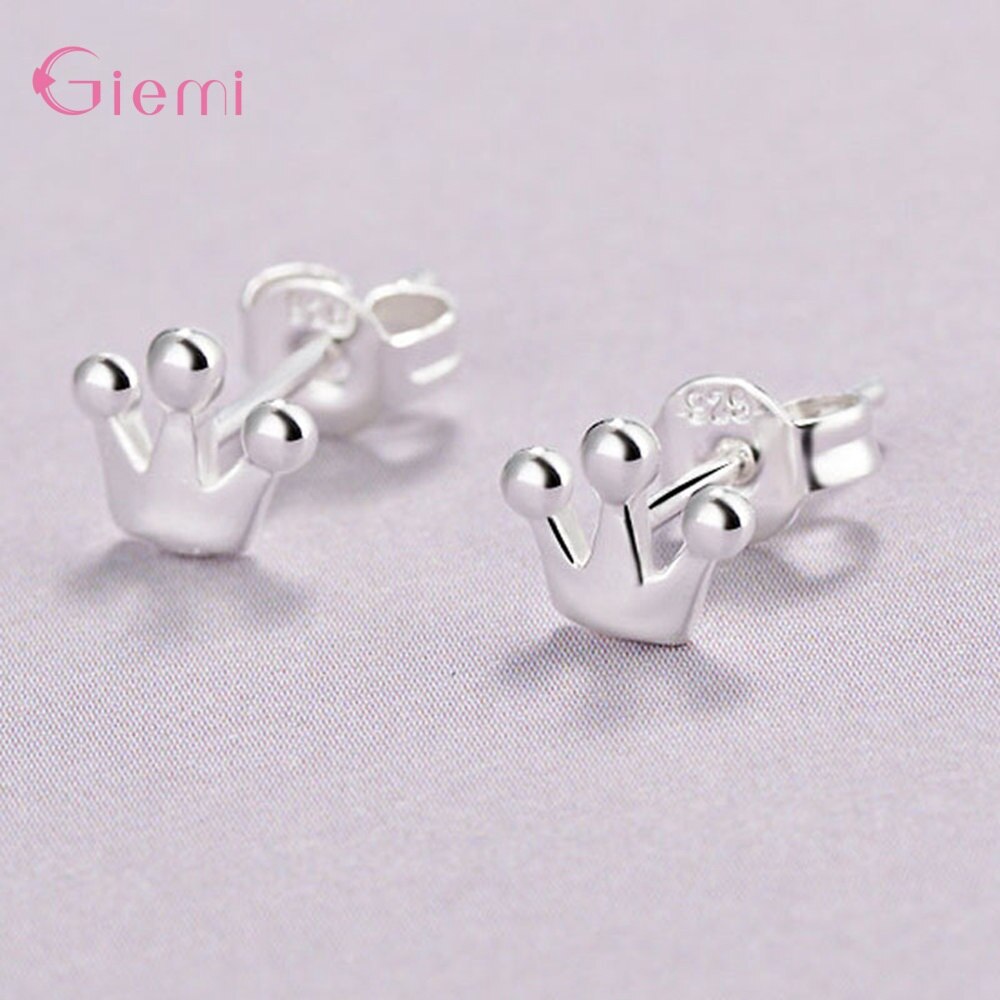 Cute Cartoon 925 Sterling Silver Orecchini Con Perno Coniglio Star Farfalla Della Piuma Gioelleria Raffinata E Alla Moda Delle Donne Della Ragazza Bambino Brithday Regalo: Crown