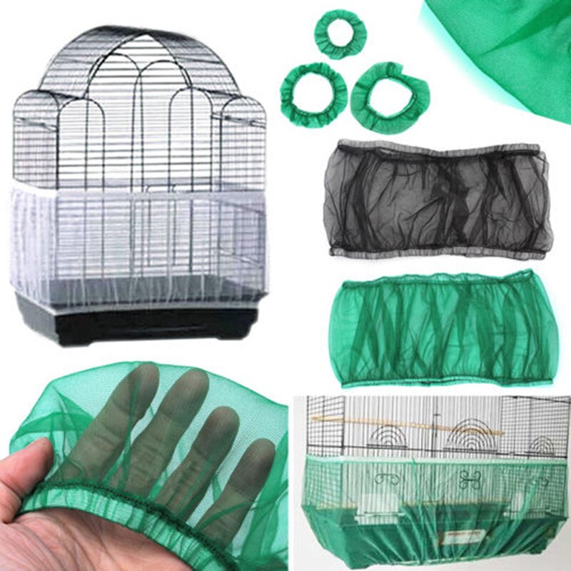 Nylon Mesh Bird Cage Cover Shell Skirt Net Easy Cleaning Seed Catcher Guard Bird Cage Accessories Airy Mesh Parrot Bird Cage Net